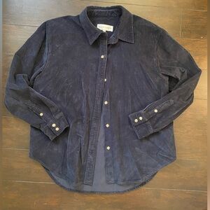 Aritzia Denim Forum Navy Corduroy Button-Up Shirt
